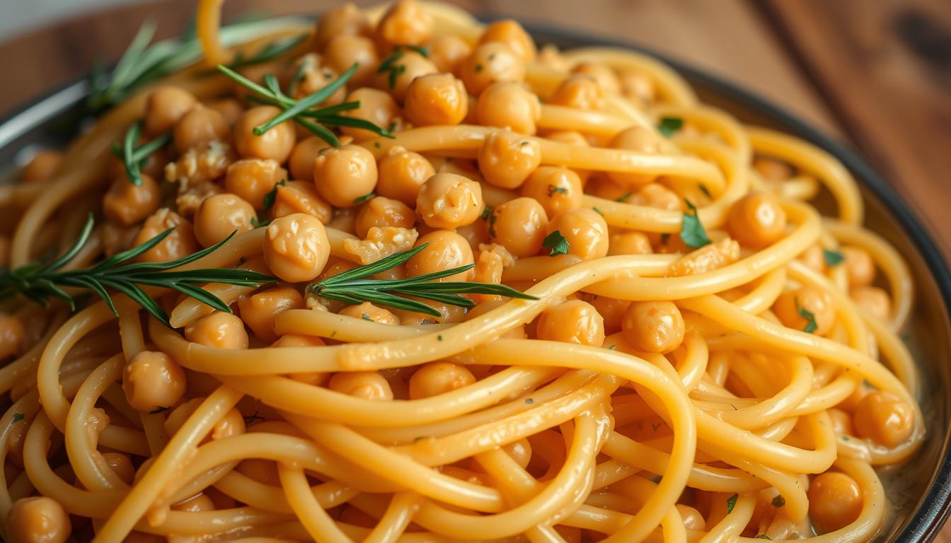 Pasta e ceci: Pasta with chickpeas.