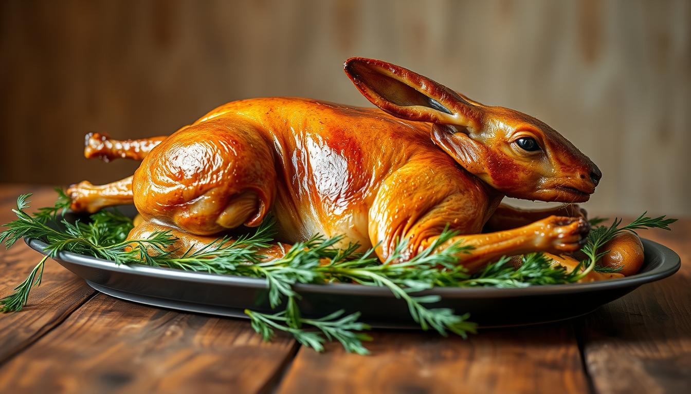 Roast rabbit with fennel: A traditional meat dish.