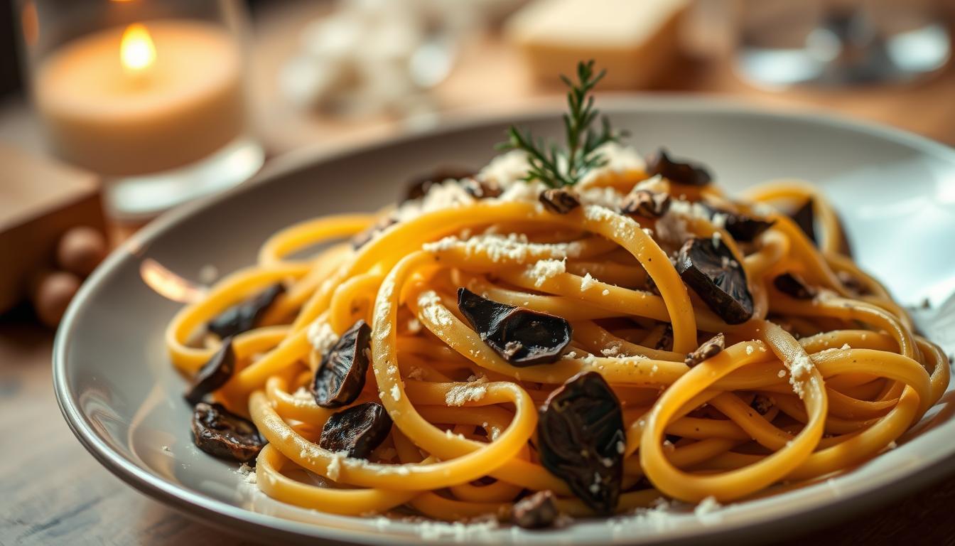 Tagliatelle al tartufo: Pasta with truffle sauce.