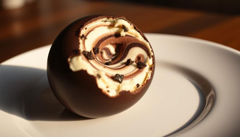 Tartufo ice cream: A ball of ice cream with a chocolate shell.