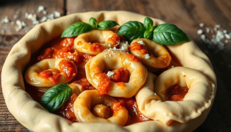 Tortellini: Ring-shaped pasta often filled with meat or cheese.